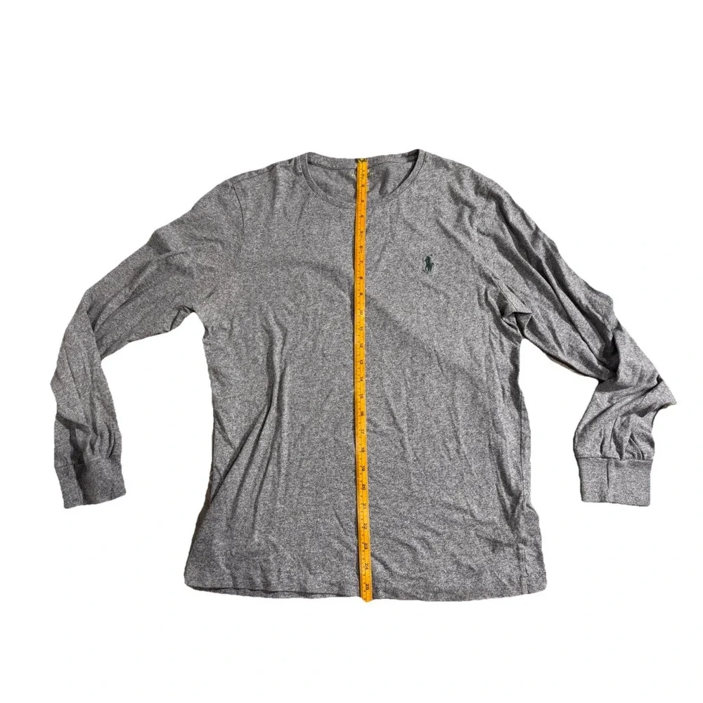 Polo Ralph Lauren Men's Custom Fit Long Sleeve Shirt Sz Medium Gray Heather Pony